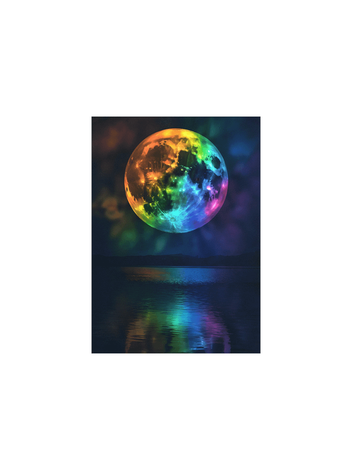 Rainbow Moon Poster – Cosmic Spiritual Celestial Wall Art product image (2)