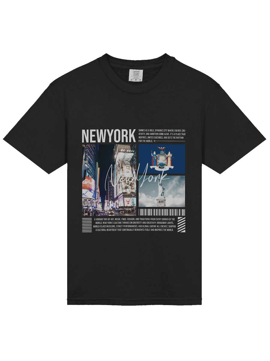 New York City Skyline Graphic T-Shirt – Times Square & Statue of Liberty product image (3)
