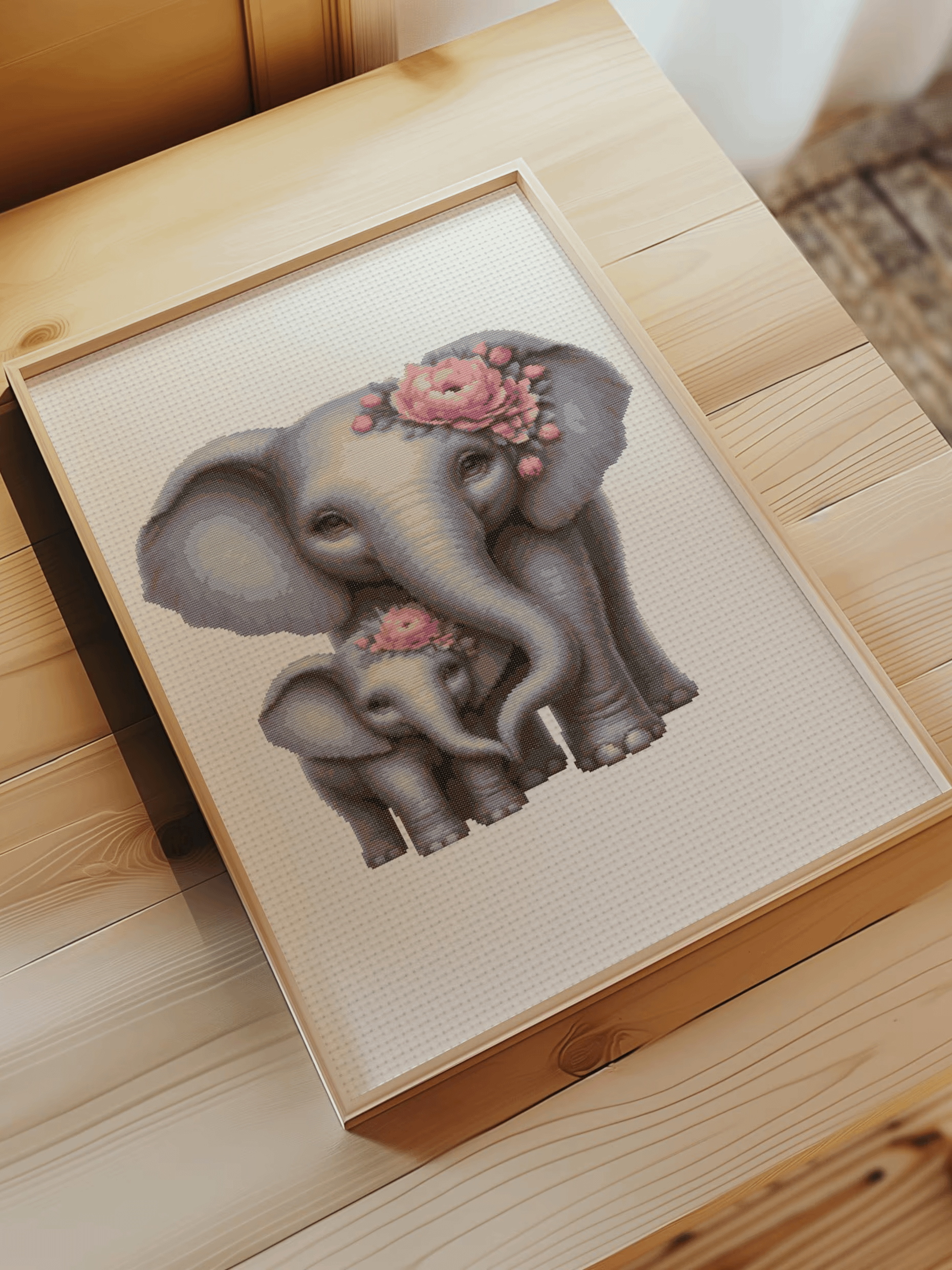 Elephant Embrace Cross Stitch Pattern product image (6)