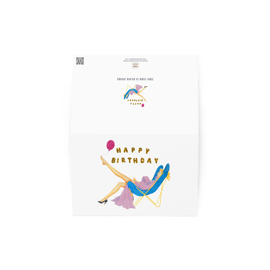 1950s Retro Happy Birthday Card Girl and Balloon product image (3)