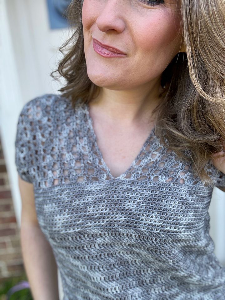 Top Down V Neck Crochet Top / Hawthorne Tee Pattern / Pdf crochet pattern / Seamless Summer Crochet Top xs to 5xl product image (2)