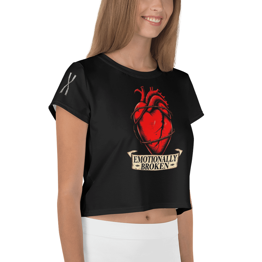 Emotionally Broken Crop Graphic Tee product image (4)