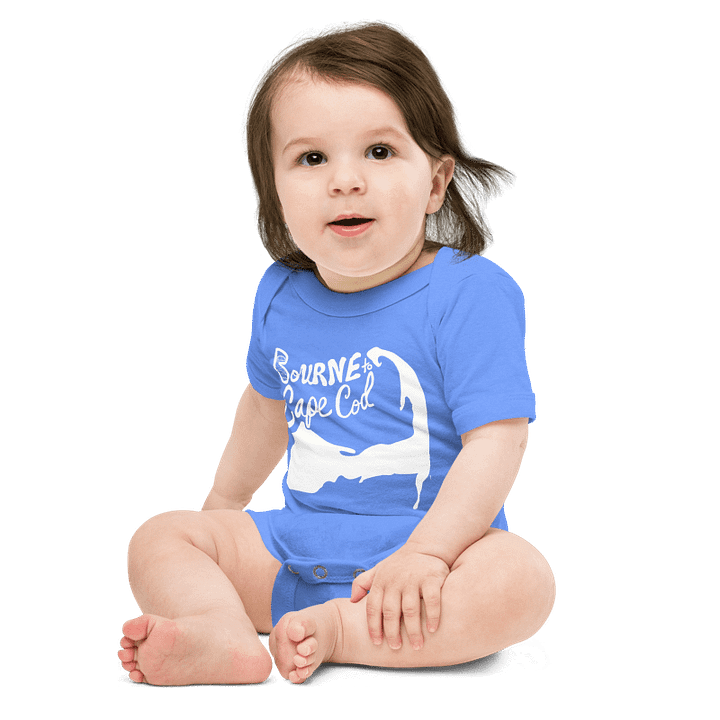 BOURNE to Cape Cod™ | Baby One-Piece with Snaps | BRN.2C.C.™ Logo Back | Ultra-Soft Cotton Bodysuit for Coastal Cuties | White Logos product image (11)