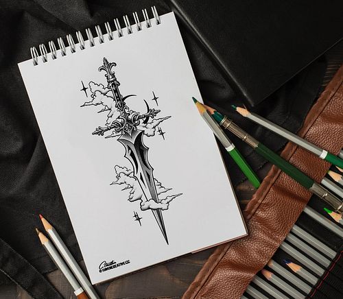 I might just play around and get this tattooed, who knows… 🤷‍♀️👀 #bladedrawing #art #fantasyaesthetic #daggertattoo