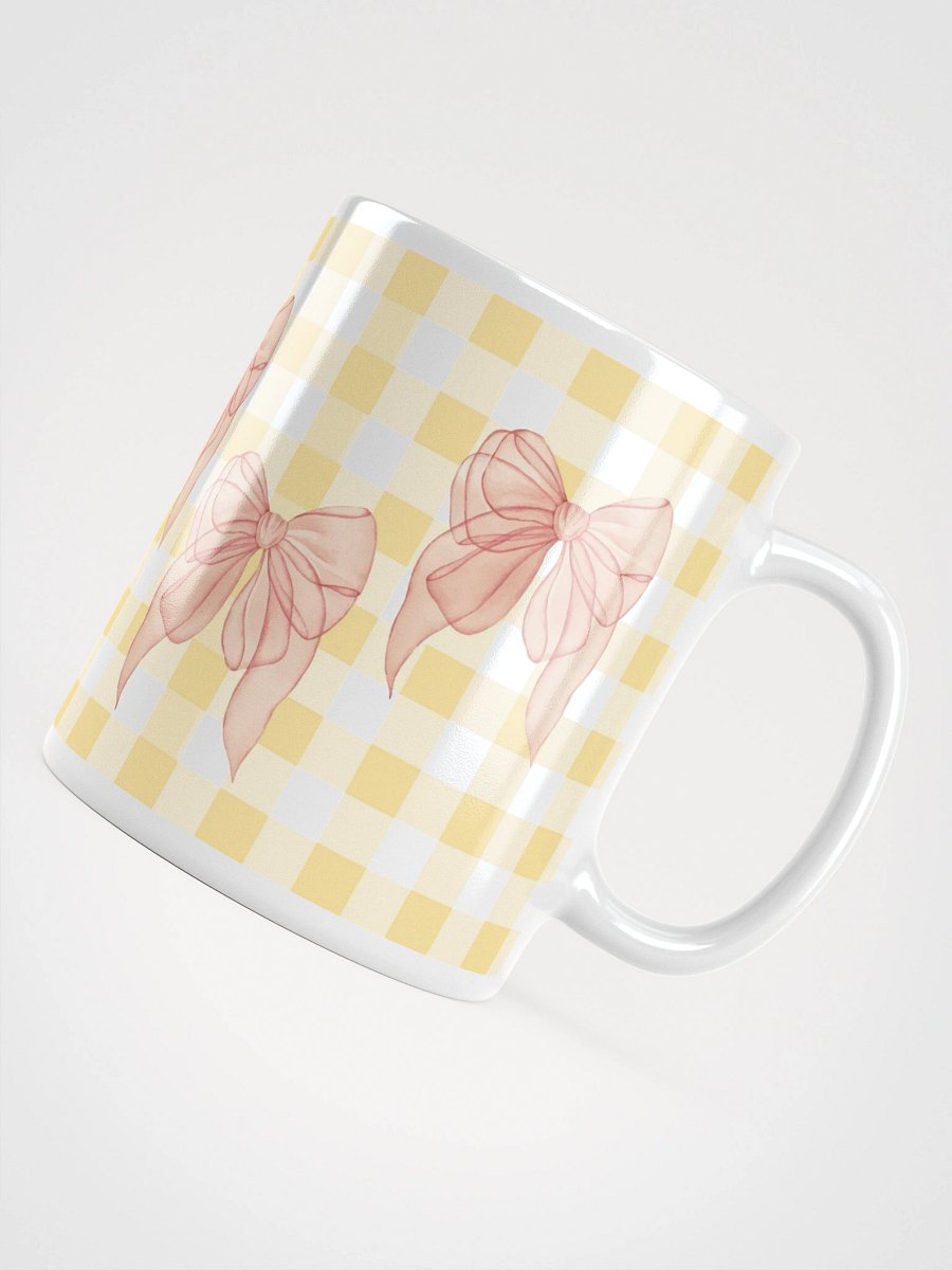 Mug Blanc Vichy Revisité - Jaune Paille - Cadeau Style Chic et Poétique product image (4)