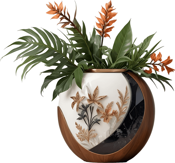 Dream of Eternity – Floral Art Deco Vase PNG product image (1)