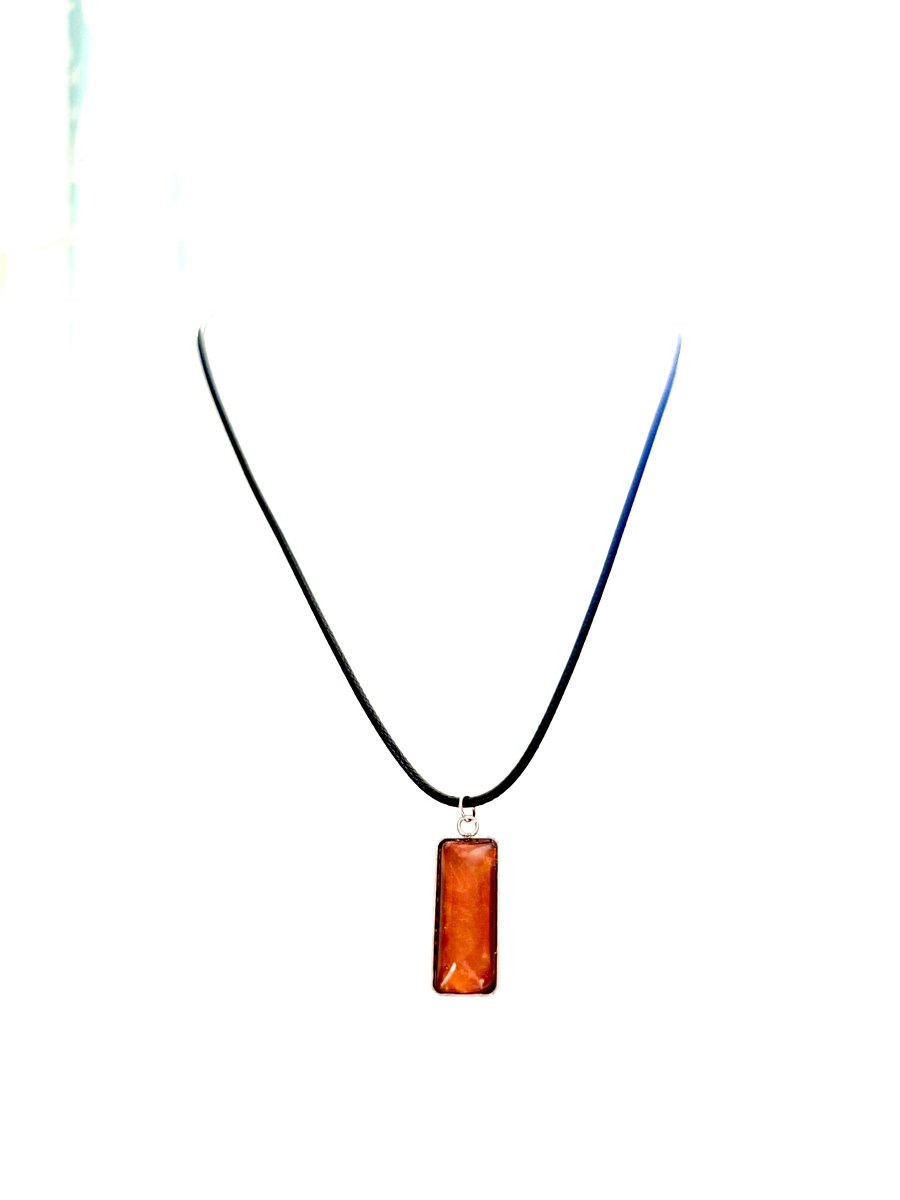 Electric Tide Pendant Necklace | Amber Orange Tangerine | Rectangle Cabochon | Monique Faella Designs™ | MFD-00156 product image (3)