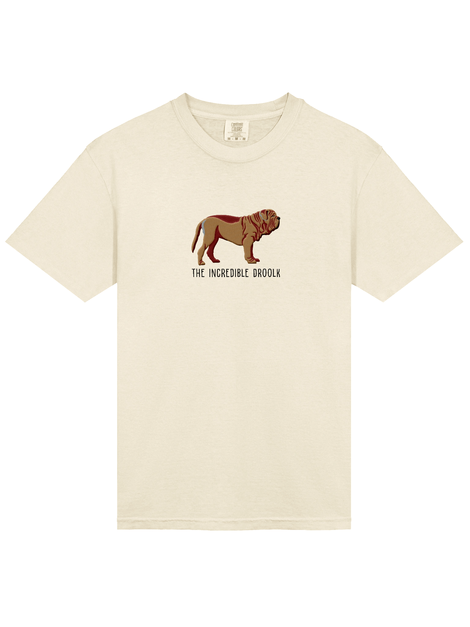 The Incredible Droolk T-Shirt(Embroidered) of a Neapolitan Mastiff(Tan) product image (43)