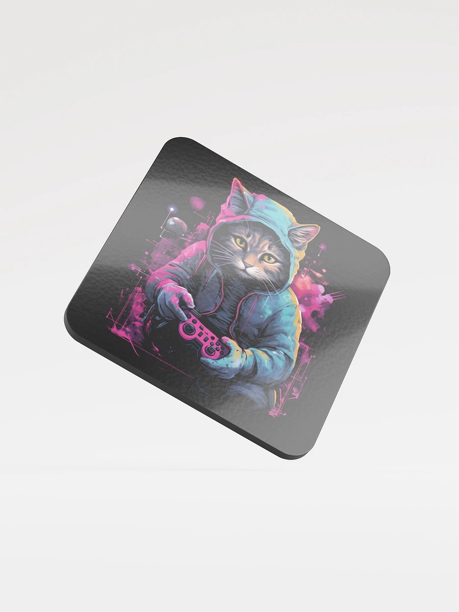 Gamer Cat Cork Coaster product image (1)