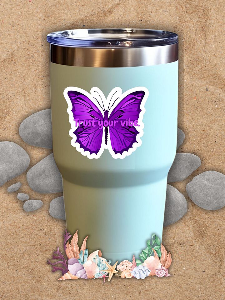 Trust Your Vibe – Purple Butterfly Inspirational Quote Sticker product image (1)