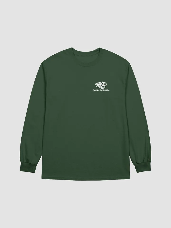 BUSY-BRAINED (sm. white design) printed cotton long sleeve product image (2)