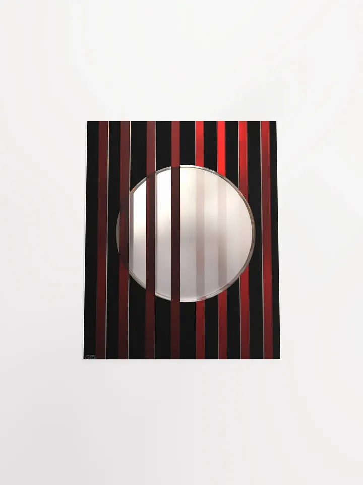 Minimalist 3D Digital Art: Red Lines White Circle on Black Background product image (17)