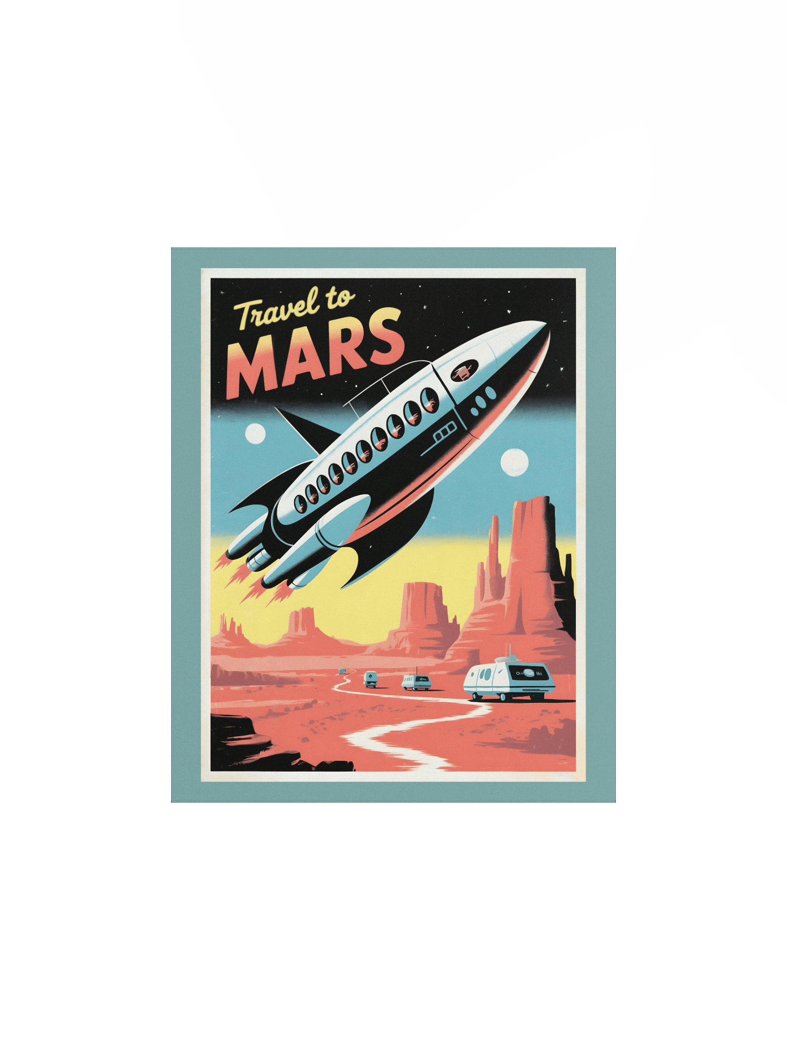 Travel to Mars – Retro Vintage Style Poster - Stellar Sci-Fi Wall Art product image (2)