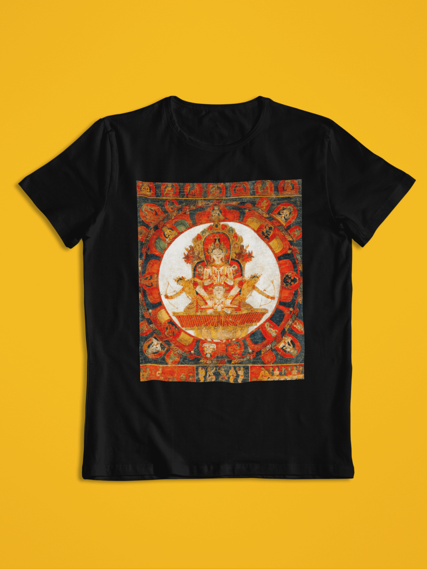 Mandala of Chandra, God of the Moon Traditional Buddhist Thangka Art T-Shirt product image (1)