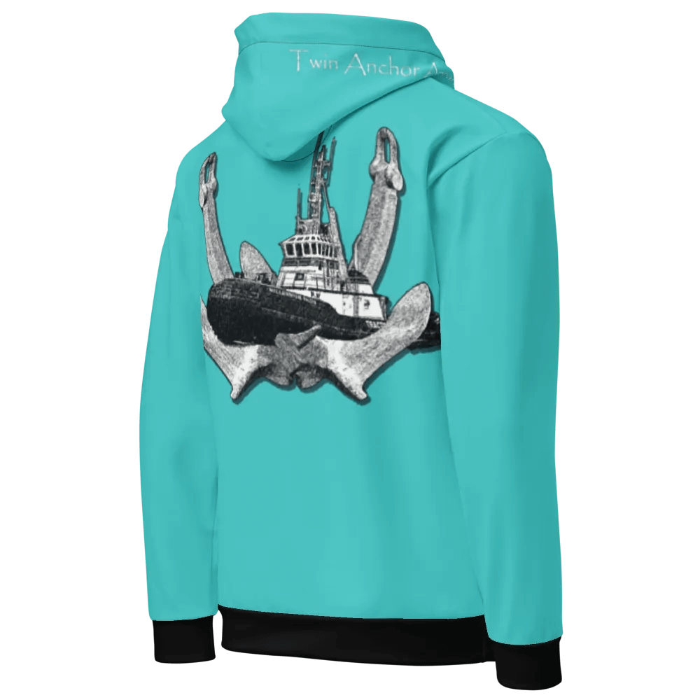 Turquoise Twin Anchor Marco tug Hoodie product image (10)