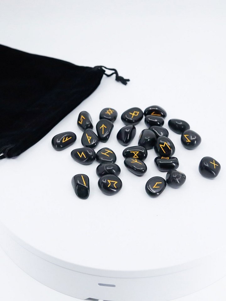 Black Agate Crystal Rune Stone Set product image (1)