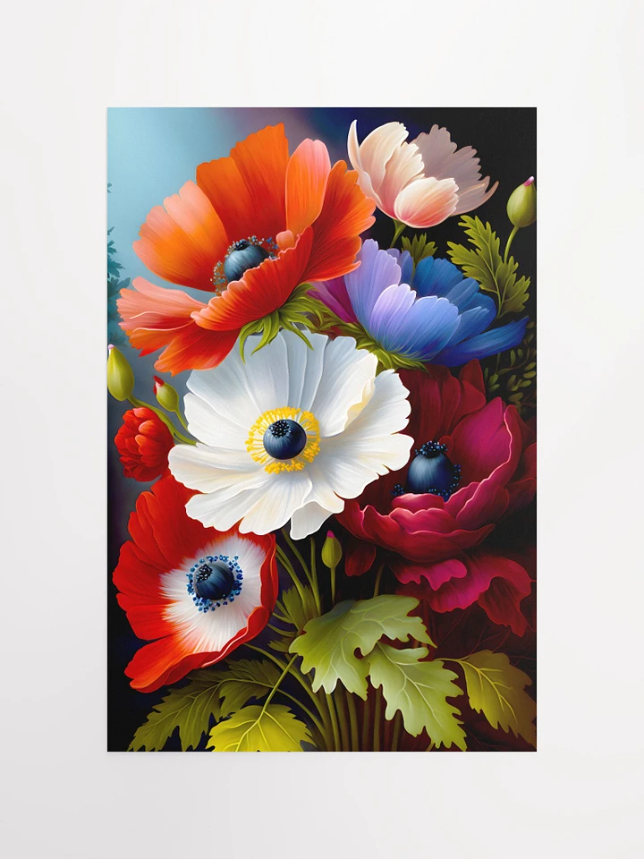 Vibrant Botanical Bliss - Poppies and Anemones Art Matte Poster product image (2)