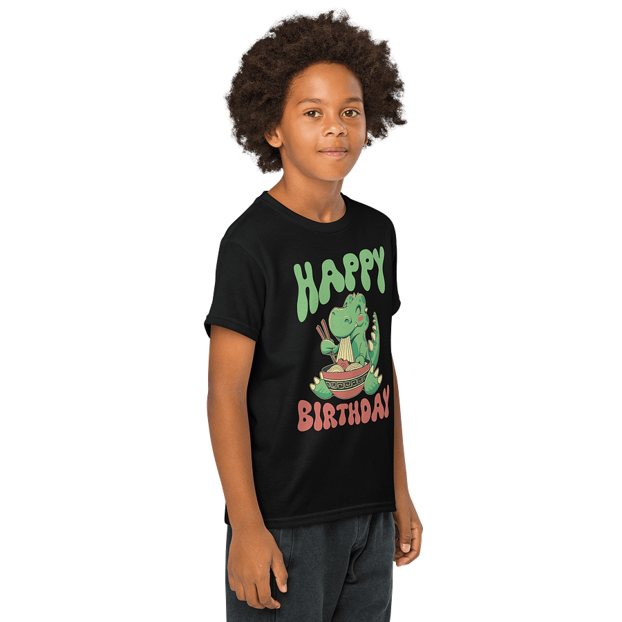 Happy Birthday (Dinosaur Eating Noodles) T-Shirt For Kids product image (8)