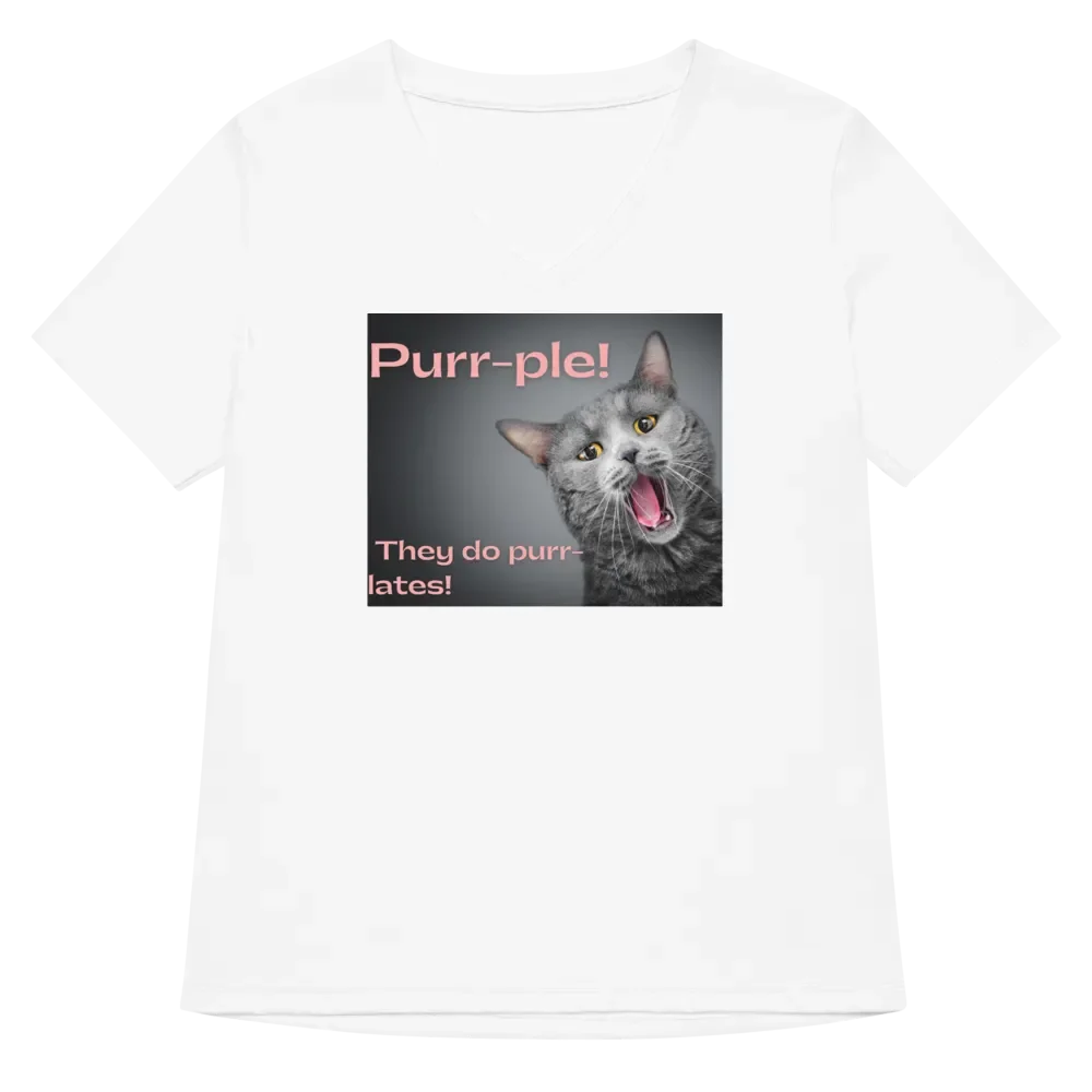 Purr-ple Meow Women's V-Neck Tee product image (5)