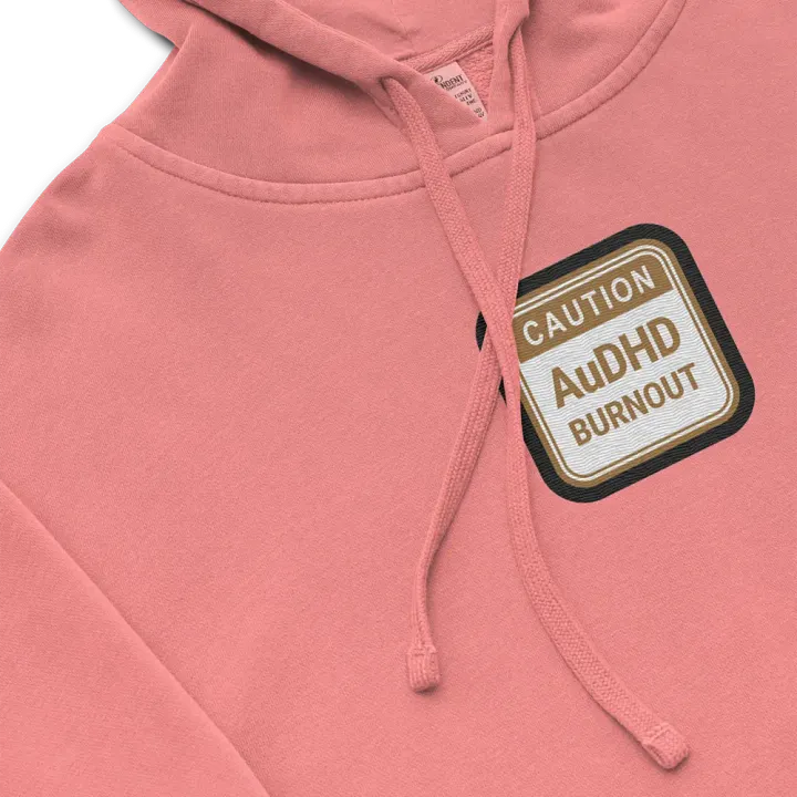 CAUTION: AuDHD BURNOUT embroidered pigment hoodie (brown bubble design) product image (1)