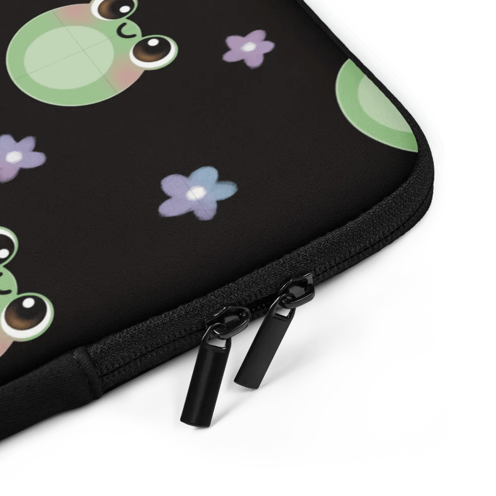 Froggy Pattern Laptop Sleeve (Black Background) product image (5)