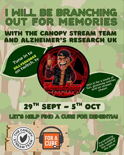 From 29th September, I’ll be joining @the_canopy_stream_team & friends for a big fundraising event in support of @alzheimersr...