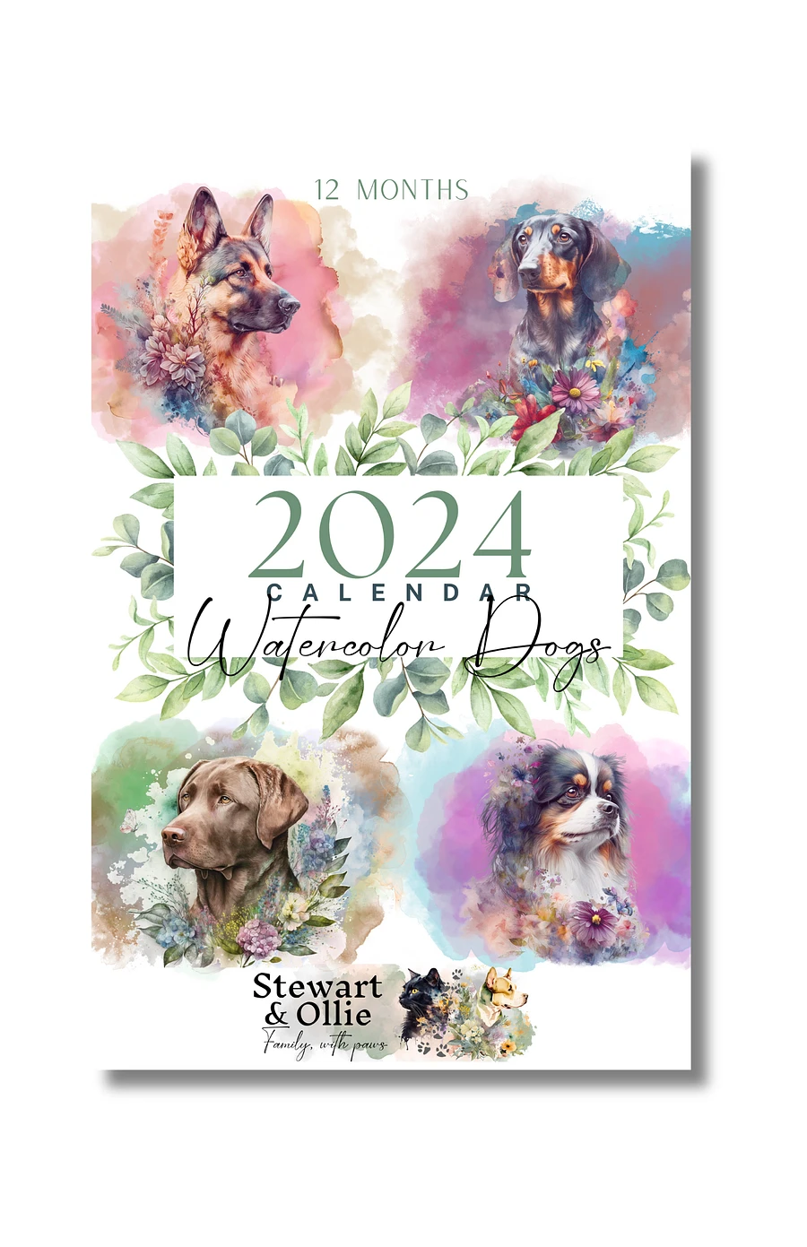 Watercolor Dogs 2024 Wall Calendar, 12 Month product image (1)