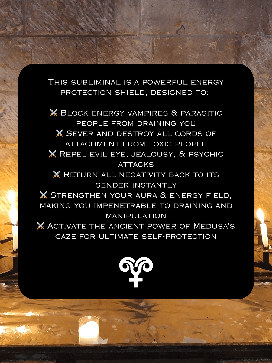 MEDUSA'S STONEWALL Energy Protection Subliminal Spell. BLOCK Energy Vampires, Siphoning, Negativity & Evil Eye! Protect Your Peace. product image (2)