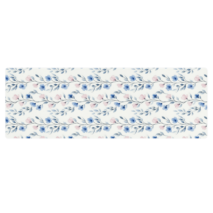 Blue and Pink Floral Watercolor Pattern Yoga Mat by Treasure Pie product image (1)