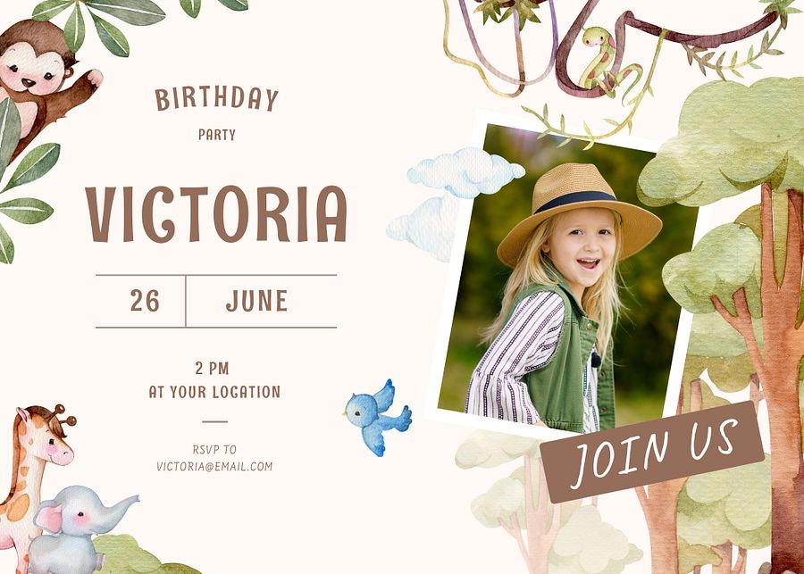 Jungle Theme Birthday Invitation PSD product image (3)