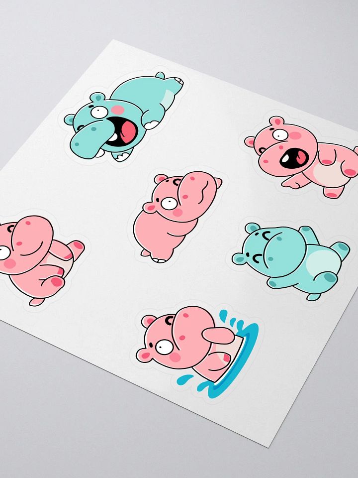Kawaii Hippo Stickers Pack – Cute & Funny Animal Stickers for Crafts, Scrapbooking, and Journals product image (2)