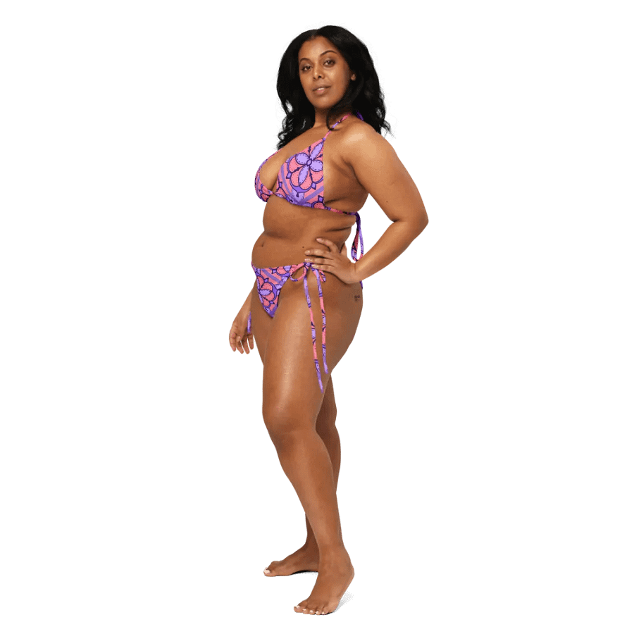 Peach and Lilac Symmetry Pattern String Bikini product image (8)