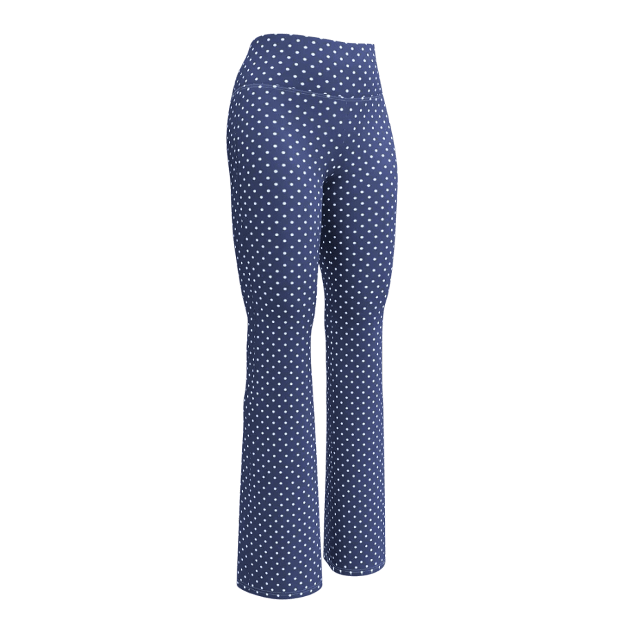 Blue with White Polka-Dots Wide Leg Yoga Pants product image (9)