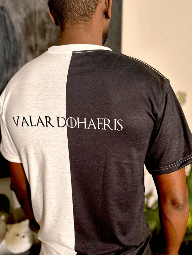 Valar Morghulis Valar Dohaeris Split Black & White Tee product image (4)