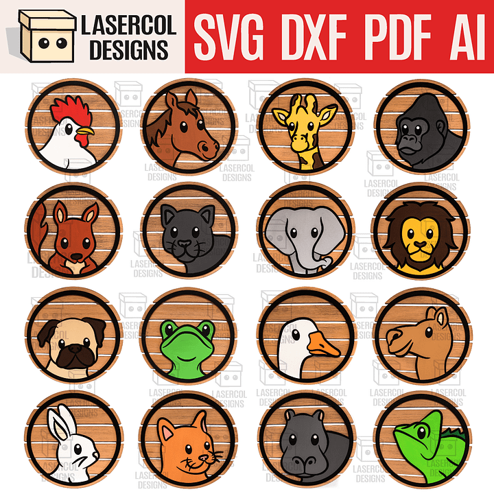 Animals Paint Kit Puzzles Bundle (Set 1-2-3-4) - Laser Cut Files product image (1)