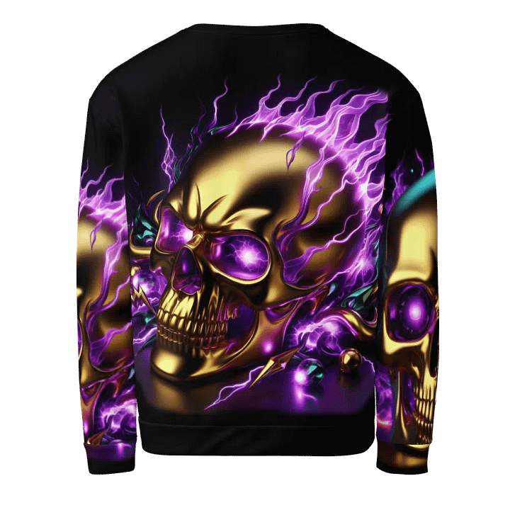 Futuristic Flames Golden Skull - Unisex Sweatshirt #6 product image (2)