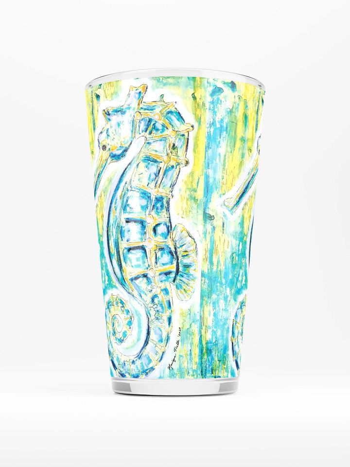 Painted Seahorses Shaker Pint Glass | Coastal Drinkware | Monique Faella Designs™ 🐚🍹🎨 product image (2)