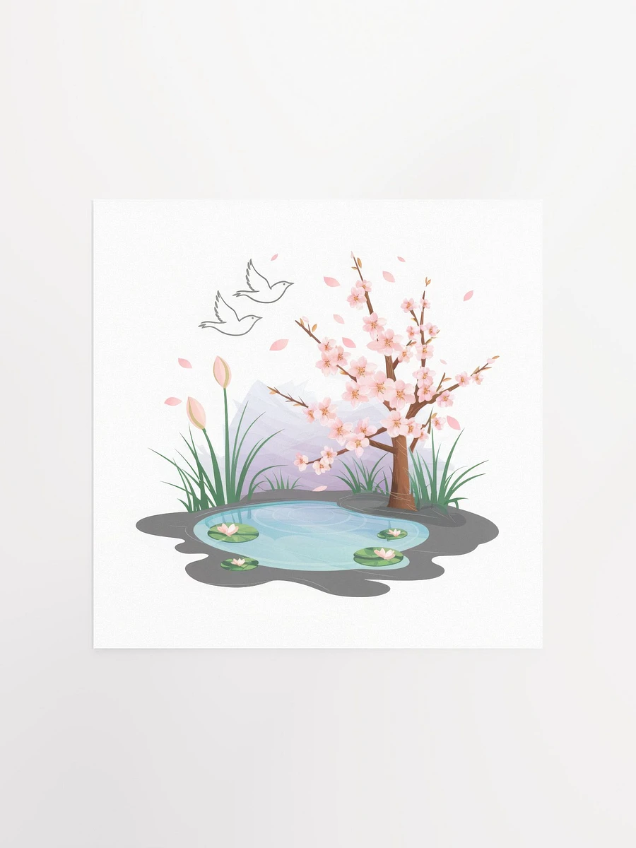 Cherry Blossom Pond Serenity Watercolor - Poster product image (1)