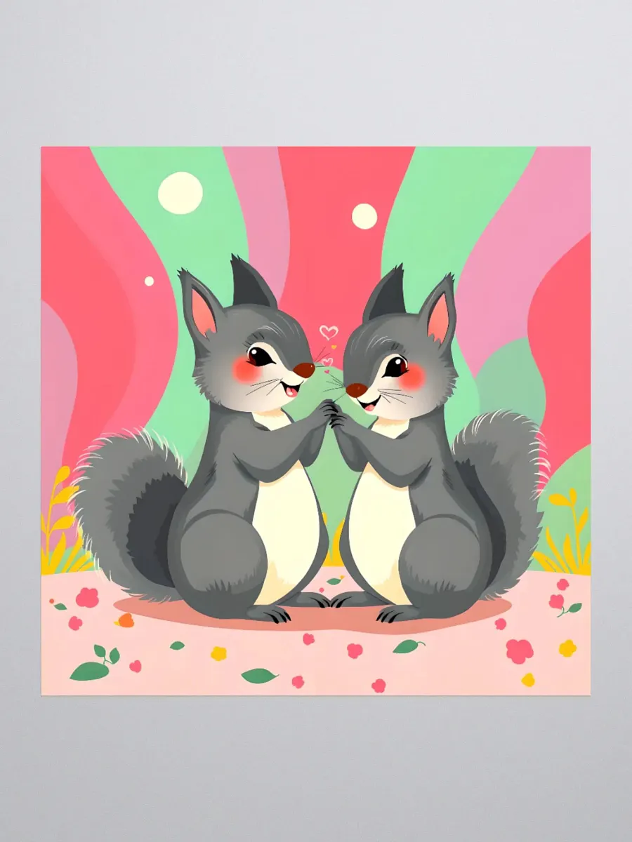 Playful Squirrel Love Kiss Cut Stickers product image (3)