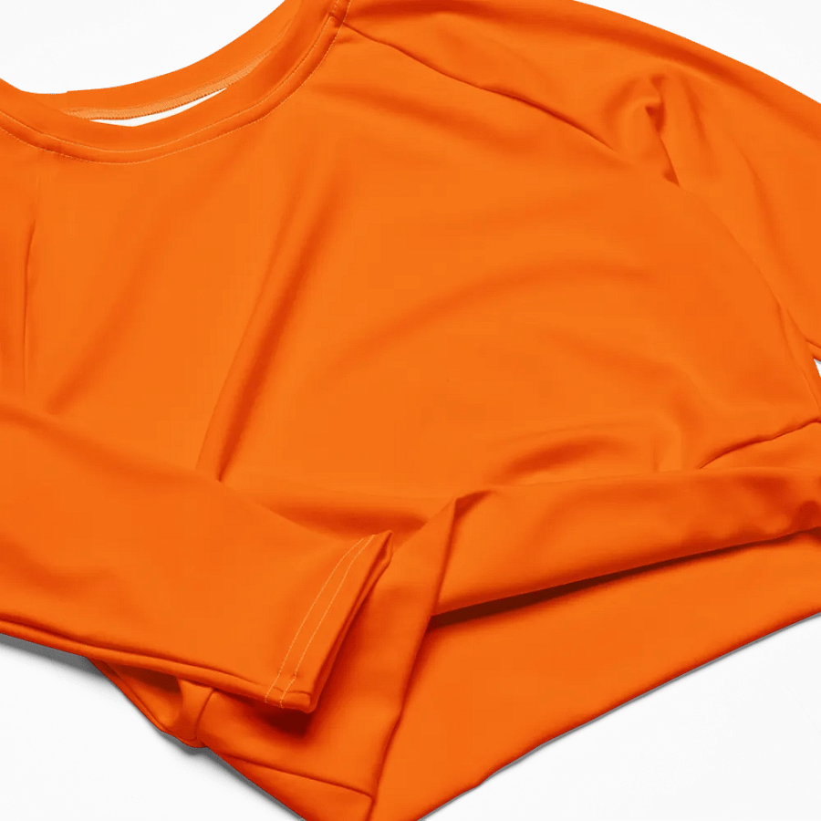 Plain Color Orange Long Sleeve Crop Top product image (7)