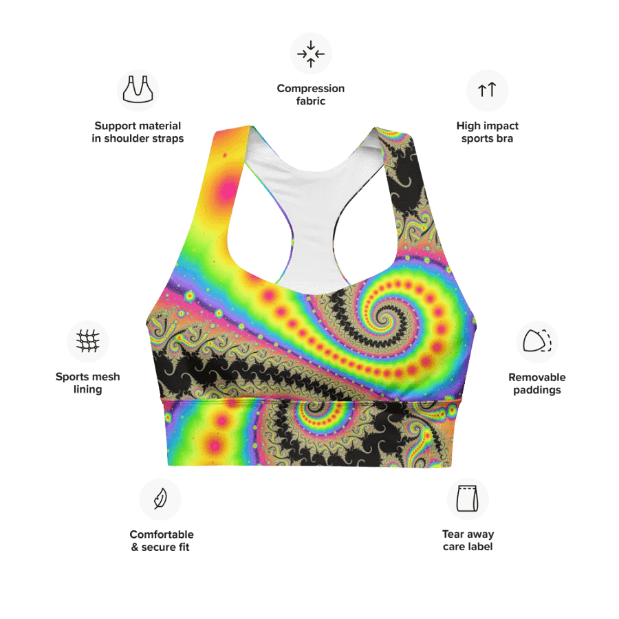 Fractal Longline Sports Bra - Pink Lemonade and Candy Twists product image (6)
