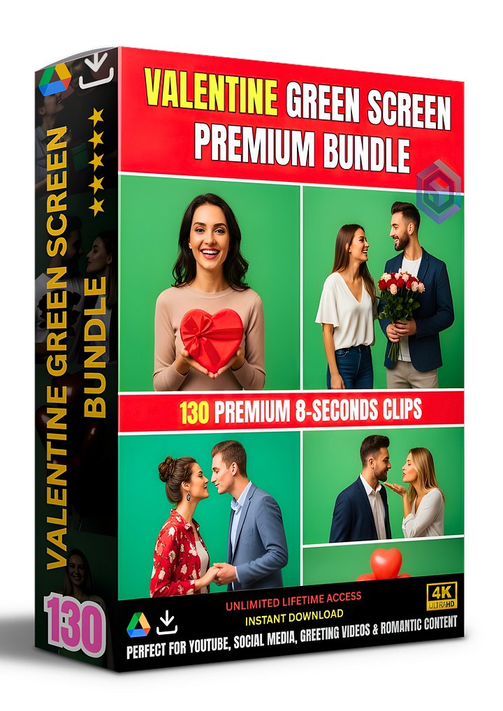 130 ROMANTIC VALENTINE’S DAY GREEN SCREEN CLIPS BUNDLE FOR VIDEO CREATORS product image (1)