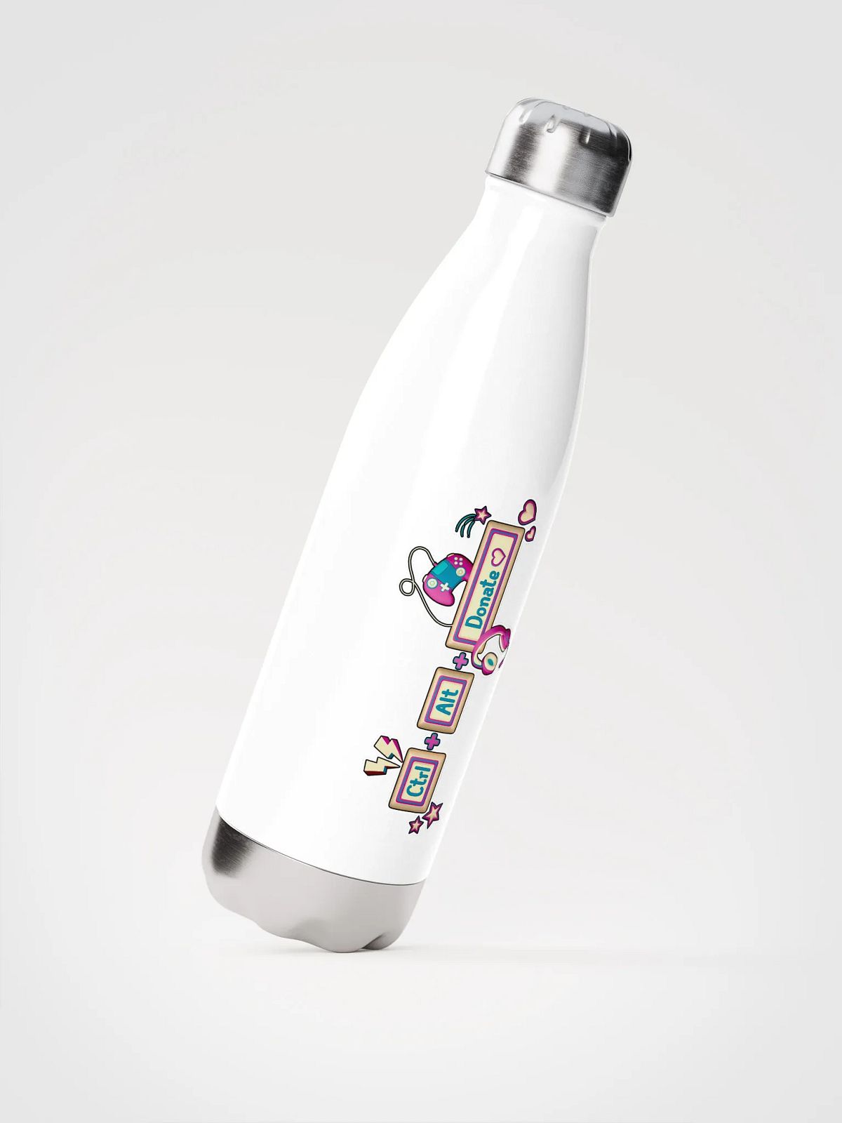 CTRL ALT Donate 2025 - Metal Water Bottle (Sepia/Magenta