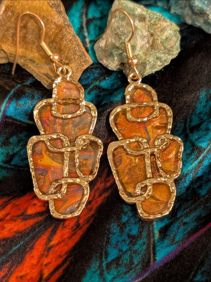 Sunset Static: Abstract Paint Skin Drop Earrings product image (1)