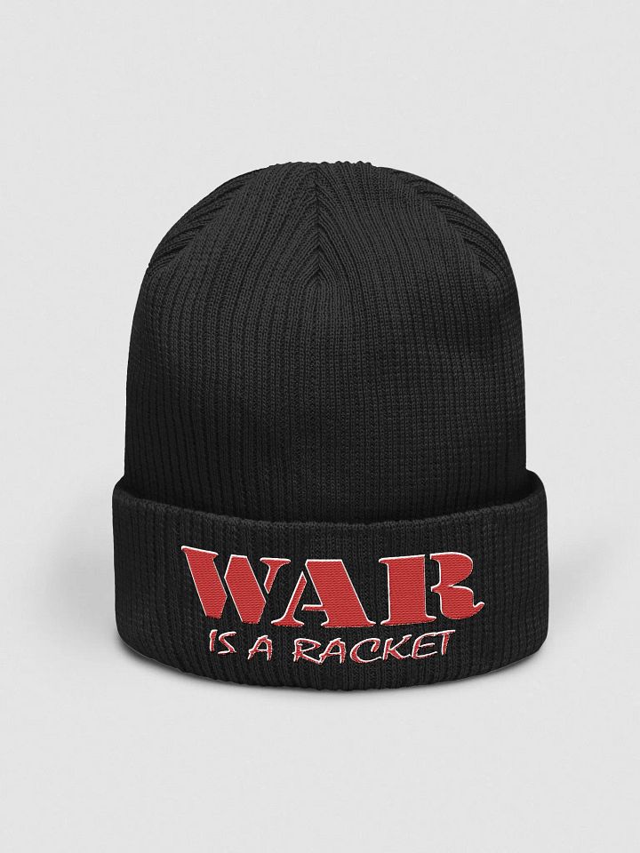 War Is A Racket - Red - Beechfield Organic Ribbed Beanie product image (1)