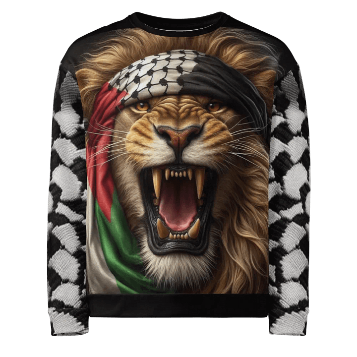 Roaring Lion Keffiyeh Unisex Sweatshirt | AI Design FREE PALESTINA product image (1)