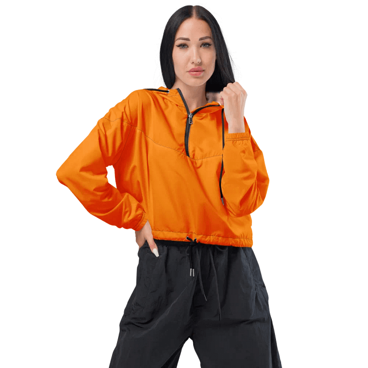 Plain Color Orange Cropped Windbreaker product image (1)
