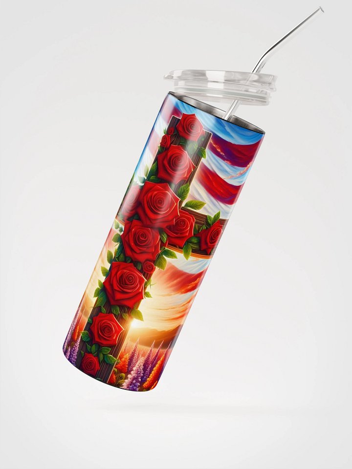 Lift Me Up Lord Faith Cross American Flag 20 Oz Tumbler product image (2)