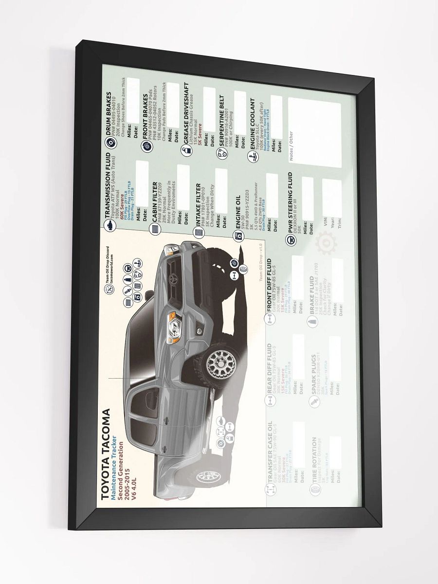 2nd GEN MAINTENANCE TRACKER V1.0 - Silver (FRAMED) product image (4)