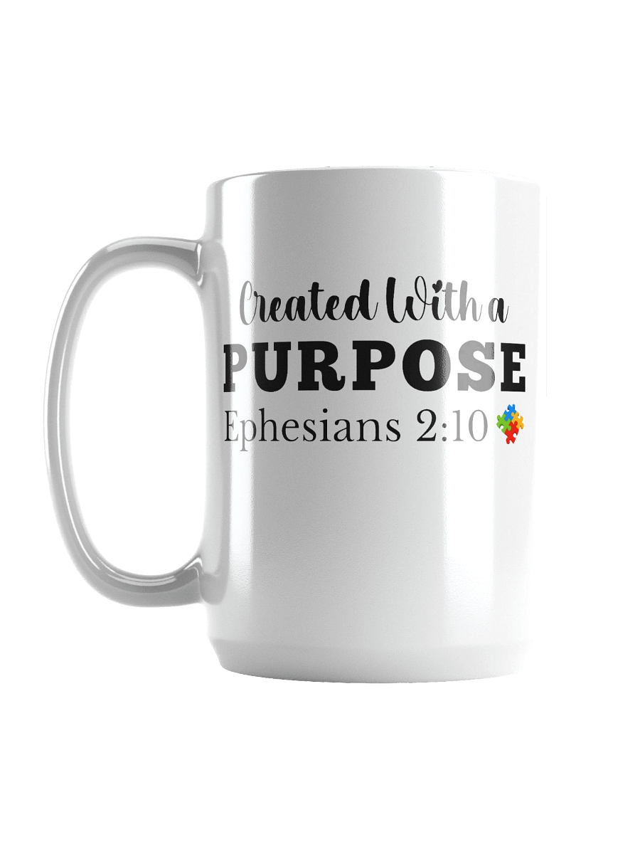 Created With A Purpose : White Ceramic Mug | Christian Faith | Autism Acceptance I Gift To Mom, Dad, Child With Autism product image (1)